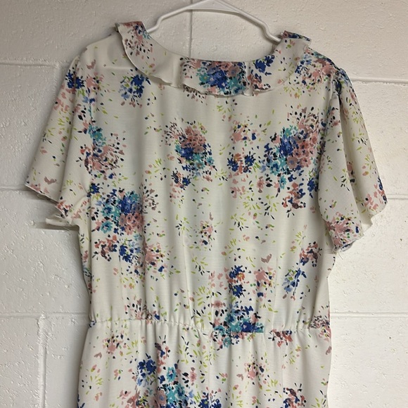 As U Wish Cream and Blue Ruffled Wrap Midi Dress - Picture 5 of 7